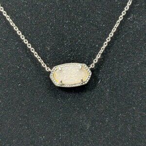 Kendra Scott Elisa Drusy Pendant Necklace Silver Tone Modern Minimalist Preppy